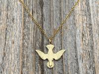 Gold Holy Spirit Dove Pendant Necklace, French Antique Replica, Descending Dove Pendant, Descending Holy Spirit Dove, Holy Spirit Necklace