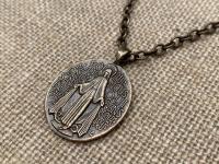 Bronze French Miraculous Medal Pendant, Adjustable Length Necklace, Antique Replica, Blessed Virgin Mary Medal,  Medallion from France, MM1