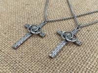 Sterling Silver Marriage Cross Wedding Rings Antique Replica Necklace Marriage Wedding Gift Christian Bride Groom Husband Wife Unisex Chain
