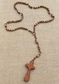 Large Rosary, Australian Lacewood Comfort Cross, Palm Cross, Bronze Beads, Picture Jasper Gemstones, Oversized Rosary, Wall Rosary, Heirloom