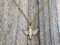 Antique Gold Holy Spirit Dove Pendant Necklace, French Antique Replica, Descending Dove Pendant, Descending Holy Spirit Dove Necklace, Bird