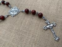 Sterling Silver Divine Mercy Chaplet Rosary, Antique Replica Large Medals, Jasper Gemstones, Swarovski Crystals, One of a Kind Artisan Piece