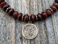 Bronze St Gerard Majella Medal Bracelet, French artist Penin, Antique Replica, Patron Saint of Expectant Mothers, Patron Saint of Fertility