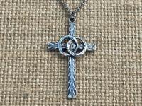 Sterling Silver Marriage Cross Wedding Rings Antique Replica Necklace Marriage Wedding Gift Christian Bride Groom Husband Wife Unisex Chain