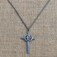 Sterling Silver Marriage Cross Wedding Rings Antique Replica Necklace Marriage Wedding Gift Christian Bride Groom Husband Wife Unisex Chain