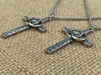 Sterling Silver Marriage Cross Wedding Rings Antique Replica Necklace Marriage Wedding Gift Christian Bride Groom Husband Wife Unisex Chain