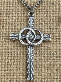 Sterling Silver Marriage Cross Wedding Rings Antique Replica Necklace Marriage Wedding Gift Christian Bride Groom Husband Wife Unisex Chain