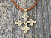 Antique Gold Coptic Trinity Cross Pendant, Gold Chain or Leather Cord Necklace, Antique Replica from 19th C, Large Christian Cross Pendant