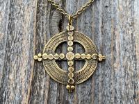 Antique Gold Ancient Christian Cross Pendant Necklace, Antique Replica, Large Gold Cross Pendant, Antique Artisan Handmade Cross, Big Cross