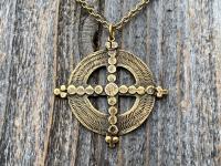 Antique Gold Ancient Christian Cross Pendant Necklace, Antique Replica, Large Gold Cross Pendant, Antique Artisan Handmade Cross, Big Cross