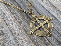 Antique Gold Ancient Christian Cross Pendant Necklace, Antique Replica, Large Gold Cross Pendant, Antique Artisan Handmade Cross, Big Cross