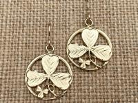 Gold Shamrock Earrings, St Patrick Doctrine of Trinity Earrings, Shamrocks on French Hooks, Antique Replicas, Irish Catholic Earrings