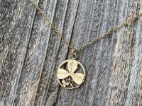 Gold Shamrock Pendant Necklace, Saint Patrick Doctrine of Trinity Medal, Antique Replica, Holy Trinity Medal, Irish Catholic Gift Necklace