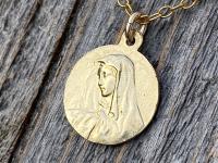 Gold St. Peregrine Laziosi Medal Pendant Necklace, Antique Replica, Patron Saint of Cancer Patients, Saint Peregrinus, Saint Pellegrino