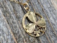 Gold Shamrock Pendant Necklace, Saint Patrick Doctrine of Trinity Medal, Antique Replica, Holy Trinity Medal, Irish Catholic Gift Necklace