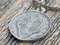 Sterling Silver Small French St Benedict Medal Pendant Necklace, Antique Replica, Crux Sancti Patris Benedicti, Holy Father Saint Benedict