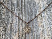 Bronze St. Dymphna Medal, Saint Dymphna Pendant, St Dymphna Necklace, Antique Replica, Patron Saint of Anxiety, Saint of Mental Illness