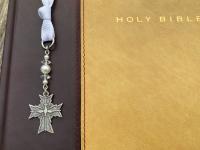 Sterling Silver Holy Spirit Dove Cross Bookmark, Bible Bookmark, Swarovski Crystals and Pearls, Confirmation Gift, Religious Book Mark, Dove