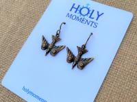 Bronze Holy Spirit Dove Earrings, Antique Replica Doves, Descending Dove Earrings, Holy Ghost Earrings, Holy Spirit Jewelry, Dangling Doves