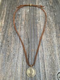 Add Suede Lace with Slider Bead to any Pendant, Adjustable Length Leather Cord, Sterling Silver - Bronze - Gold Bronze Bead, Antique Replica