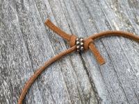 Add Suede Lace with Slider Bead to any Pendant, Adjustable Length Leather Cord, Sterling Silver - Bronze - Gold Bronze Bead, Antique Replica