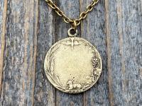 Antique Gold First Communion Medal Pendant Necklace, Antique Replica, 1st Communion Necklace, Eucharist Necklace, First Communion Jewelry