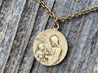 Antique Gold First Communion Medal Pendant Necklace, Antique Replica, 1st Communion Necklace, Eucharist Necklace, First Communion Jewelry