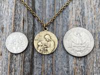 Antique Gold First Communion Medal Pendant Necklace, Antique Replica, 1st Communion Necklace, Eucharist Necklace, First Communion Jewelry