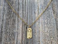 Antique Gold Plated Our Lady of Mental Peace Pendant Necklace, Gold Blessed Virgin Mary Pendant, Antique Replica, Blessed Virgin Mary Medal