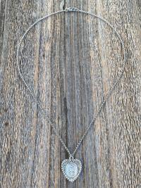 Silver Plated Heart Shaped Miraculous Medal Pendant Necklace, Antique Replica, Blessed Virgin Mary Pendant, Rare Unusual Miraculous Medal M4