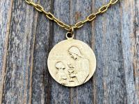 Gold First Communion Medal Pendant on a Gold Necklace, Antique Replica, 1st Communion Necklace, Eucharist Necklace, First Communion Jewelry