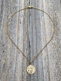 Antique Gold First Communion Medal Pendant Necklace, Antique Replica, 1st Communion Necklace, Eucharist Necklace, First Communion Jewelry