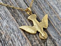 Antique Gold Plated Holy Spirit Dove Pendant Necklace, French Antique Replica, Descending Dove Pendant, Descending Holy Spirit Dove Charm