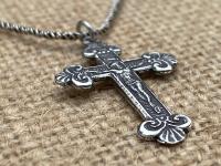 Sterling Silver Petite Crucifix Pendant Necklace, Antique Replica, .925 Sterling Silver Small Crucifix Pendant, Jesus on Cross Medal, Corpus