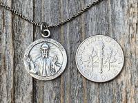 Sterling Silver St Charbel Makhlouf Medal Pendant Necklace, Replica of Rare Saint Sharbel Charm, Lebanese Saint, Miraculous Intercessor