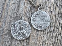 Sterling Silver St Rita of Cascia Medal Pendant Necklace, Antique Replica Saint Rita Charm from France, Saint of the Impossible Pray for Us