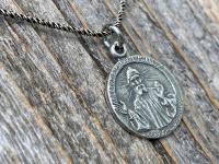 Sterling Silver St Charbel Makhlouf Medal Pendant Necklace, Replica of Rare Saint Sharbel Charm, Lebanese Saint, Miraculous Intercessor