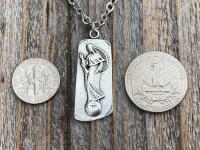 Silver Plated Our Lady of Mental Peace Pendant Necklace, Silver Blessed Virgin Mary Medal Pendant, Antique Replica, Anxiety Stress Comfort