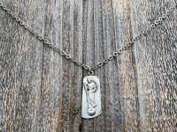 Silver Plated Our Lady of Mental Peace Pendant Necklace, Silver Blessed Virgin Mary Medal Pendant, Antique Replica, Anxiety Stress Comfort