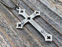 Sterling Silver Baroque Crucifix, Antique Replica, From Rome, From Holy See, Crucifix Pendant Necklace, Large Sterling Silver Crucifix Cross