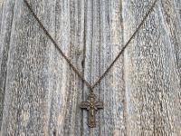 Bronze Radiant Crucifix, Pendant Necklace, Antique Replica, Large Bronze Crucifix Cross, Jesus Medal, Our Lord Jesus Christ Pendant Cross