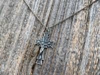 Sterling Silver Radiant Art Deco Crucifix, Antique Replica, Pendant Necklace, Large Sterling Silver Crucifix Pendant, Unisex Crucifix Cross