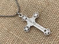 Sterling Silver Antique Replica French Crucifix, Souvenir of Lourdes, Pendant Necklace, Crucifix Cross from France, Notre Dame de Lourdes