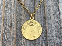 Antique Gold Plated The Infant Jesus of Prague Medal Pendant Necklace, Antique Replica, Signed C Charl, Saint Enfant Jesus De Prague, French