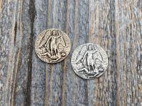 St Michael Medallion Pocket Token, Rare French & Latin Antique Replica, Artist L Tricard, Sterling Silver or Bronze, Archangel Michael Medal