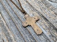 Bronze Radiant Crucifix, Pendant Necklace, Antique Replica, Large Bronze Crucifix Cross, Jesus Medal, Our Lord Jesus Christ Pendant Cross