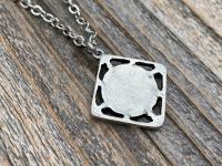 Silver Plated St Joan of Arc Medal Pendant Necklace, Antique Replica of Rare French Medallion, Saint Jeanne d'Arc Medallion from France