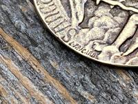 St Michael Medallion Pocket Token, Rare French & Latin Antique Replica, Artist L Tricard, Sterling Silver or Bronze, Archangel Michael Medal