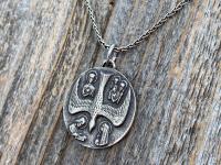 Large Sterling Silver 5 Way Medal Pendant Necklace, Antique Replica, Big 4 Way Medallion, from France by Artists JB and PCH, Descending Dove