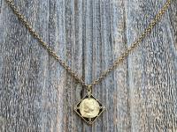 Antique Gold Plated St Joan of Arc Medal Pendant Necklace, Antique Replica of Rare French Medallion, St Jeanne d'Arc Medallion from France